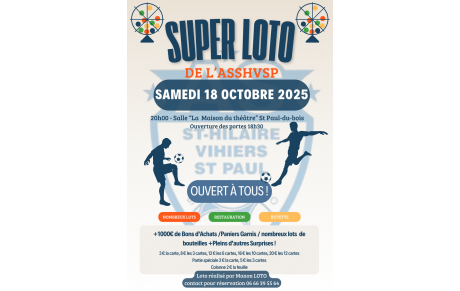 18 Octobre : Une pluie de cadeaux grâce au SUPER LOTO